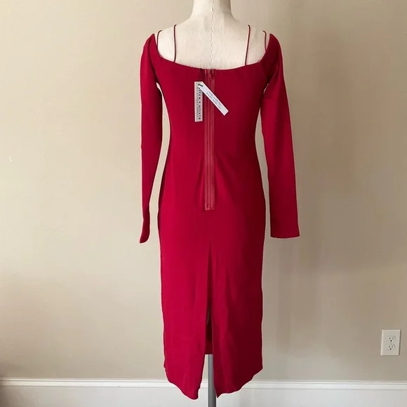 NWT Alice & Olivia Dorinda Red Off The Shoulder Midi Dress - Picture 4 of 16